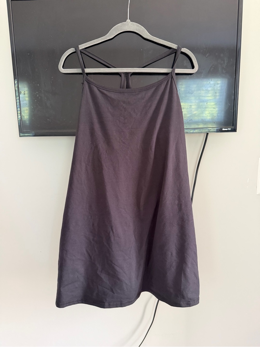 aerie Black A-Line Mini Skater Dress with Thin Straps